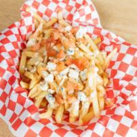 Blue Cheese Fries · Blue cheese crumbles chipotle mayo dressing blue cheese dressing & chopped tomatoes