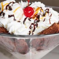 Brownie · Extra large brownie sundae with the works.