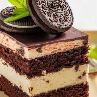 Oreo Mousse Cake · Delicious white chocolate cake filled with chunks of Oreo cookies!