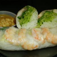Shrimp Summer Rolls · 2 rolls.
Contain rice noodles, lettuce, and basil and/or mint leaves wrapped in rice paper, ...