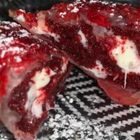 The Red Wedding · Red velvet cake, white chocolate morsels, marshmallows with chocolate syrup for dipping.