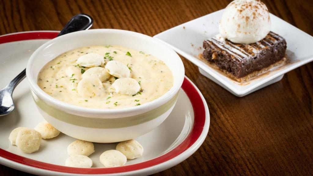 Three Course Meal · Make any entree a three course meal! Add a cup of Soup of the Day or a House Salad and a Petite Treat Dessert.