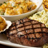 3-Way Sirloin* & Baked Scallops Combo With Seafood Stuffie · A tender and juicy 8 oz. Top Sirloin flame broiled to perfection paired with North Atlantic ...