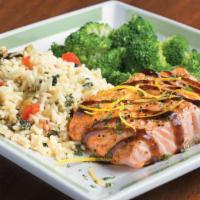 Balsamic Salmon · North Atlantic salmon filet lightly seasoned, roasted and finished with a balsamic glaze. Se...