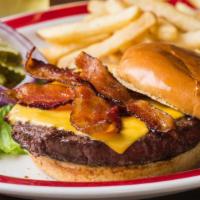 Bacon & Cheese Burger* · Melted American cheese and applewood smoked bacon makes everything better. Served with choic...