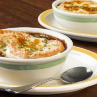French Onion Soup - Crock · A hearty crock with hints of burgundy and plenty of onions. Topped with a crouton and melted...