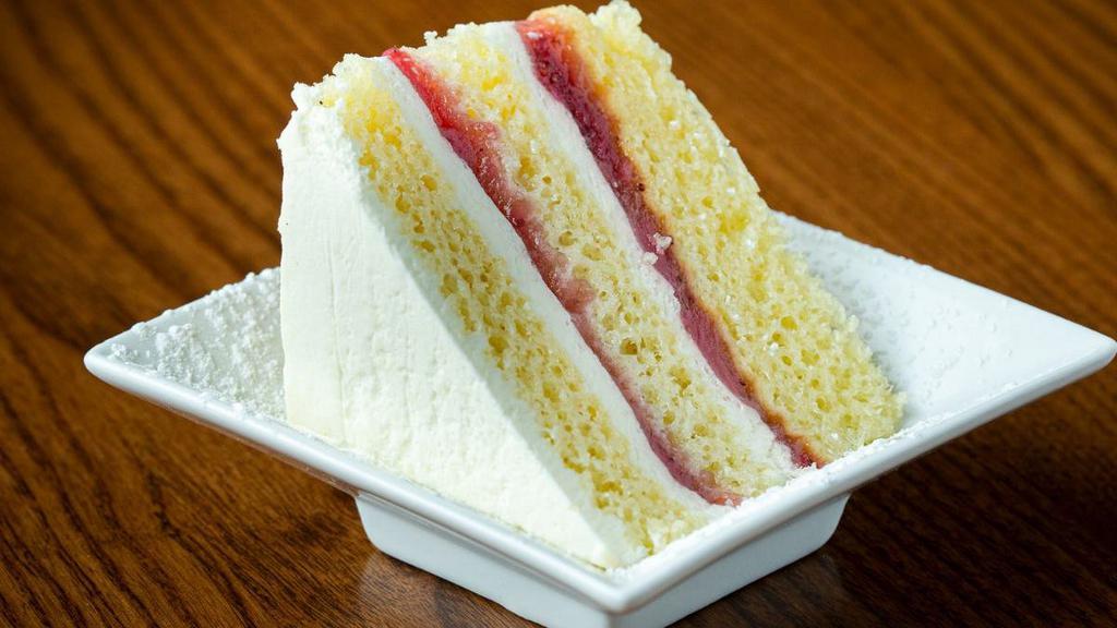 Strawberry Cream Cake Petite Treat · Moist shortcake layered with whipped cream and strawberry filling.