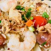 3 Sons Fried Rice · Their favorite Thai fried rice with sweet Thai pork sausage, chicken, and shrimp.