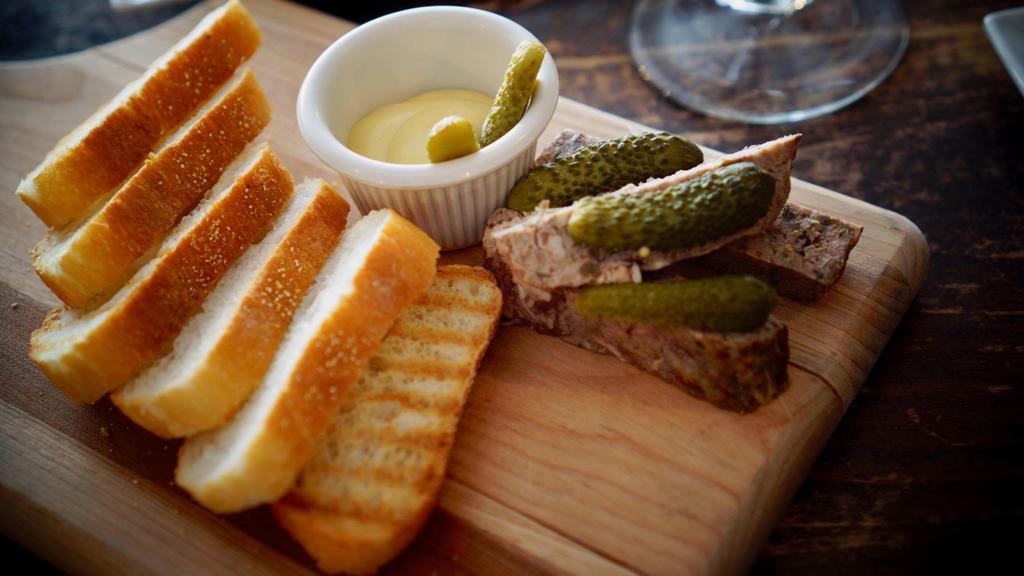 Country Pate · Served with cornichon, dijon and toasted baguette