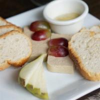 Duck Pate · Served with pear, dijon and toasted baguette