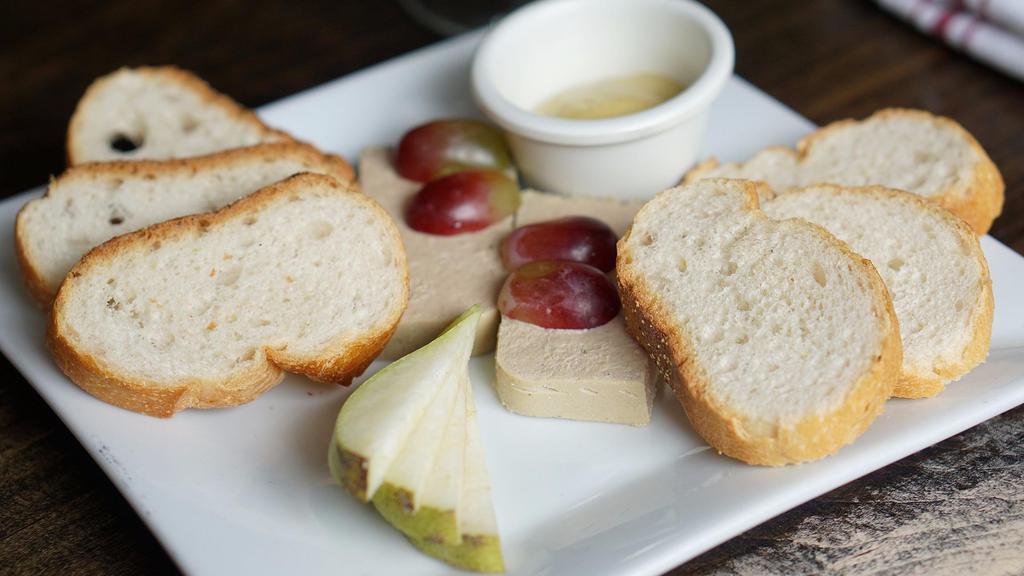 Duck Pate · Served with pear, dijon and toasted baguette