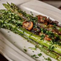 Grilled Asparagus · Served with cremini mushrooms