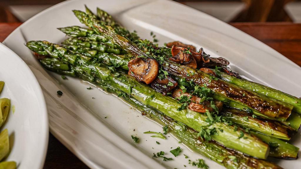Grilled Asparagus · Served with cremini mushrooms