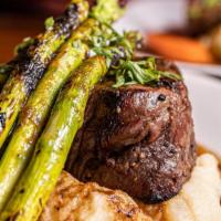 Filet Mignon · 8 Oz filet served with asparagus, mashed potato and red wine demi glace