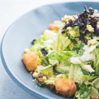 Caesar · Nut-free, soy-free. romaine, herbed croutons, shiitake bacon, toasted capers. available with...