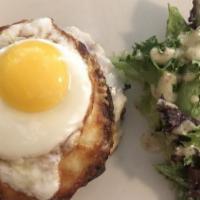 Croque Madame Sandwich · Favorite. Same as monsieur topped with a sunny side up egg.