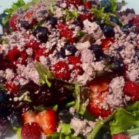Pittsford Berries Salad · mixed greens, stilton cheese, blueberries & blackberries served with an berry vinaigrette dr...