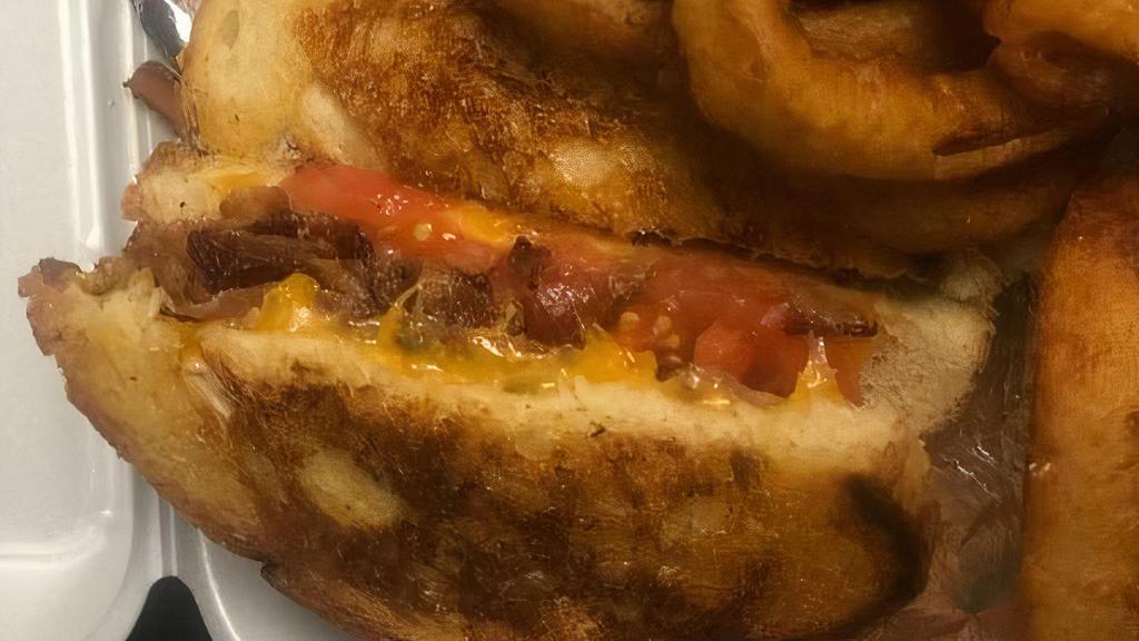 Pub Grilled Cheese · Cheddar, bacon, tomatoes on sourdough-white bread. Add lobster salad (+4)