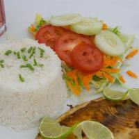 Tilapia · Grilled, fried or francese. With Rice and Green Salad or Rice and Beans.
