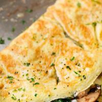 Mushroom Omelet · Beaten eggs that are folded over a filling.