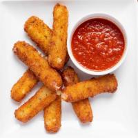 Mozzarella Sticks · Mozzarella cheese that has been coated and fried.