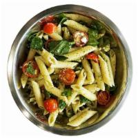 Pasta Salata Verde · Penne Pasta + Basil Pesto + Spinach + Feta Cheese + Cherry Tomato + Spinach