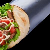 Beef Gyro Sandwich · Protein, rice or fries, salad, pita sauce (white and hot sauce).