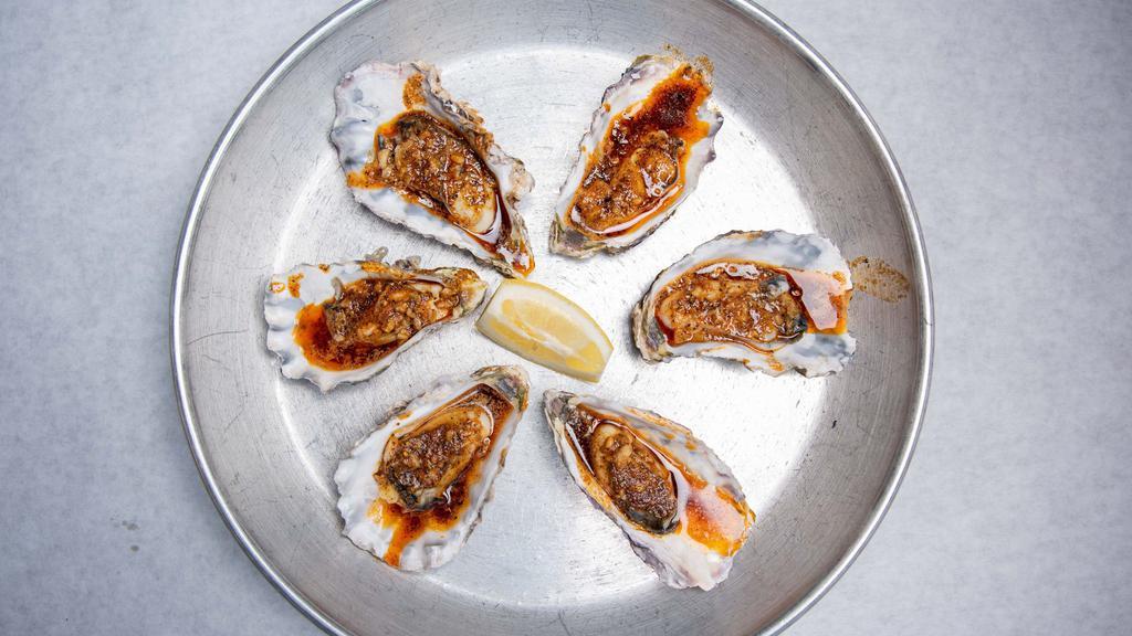 Steamed Oysters (6) · Choose 6 or 12 count. Please specify: Light, Medium, Well-done.