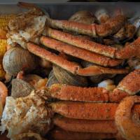 King Crab Special · 1 LB King Crab, 1 LB shrimp, 1 LB mussels, 1 LB blue crab, 1/2 LB sausage, 4 corns & 4 potat...