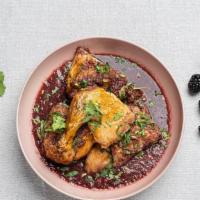 Cornish Hen In A Black Berry Sauce  · Roasted Cornish hen in Black blackberry Sauce
