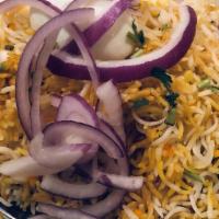 Goat Biryani · One of the best flavorful biryani made with our authentic saffron recipe with a mix of all r...