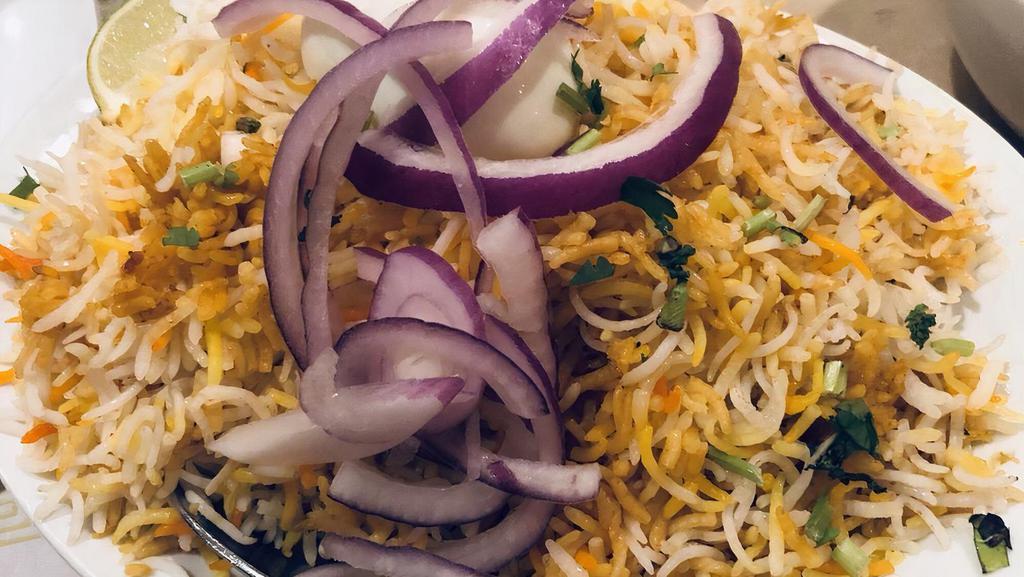Goat Biryani · One of the best flavorful biryani made with our authentic saffron recipe with a mix of all real spices.