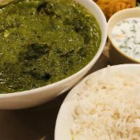 Dal Palak · Lentils cooked with spinach & tempered with basic indian spices. Vegetarian.