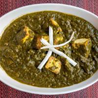 Saag Paneer · Spiced spinach, cheese, light cream.