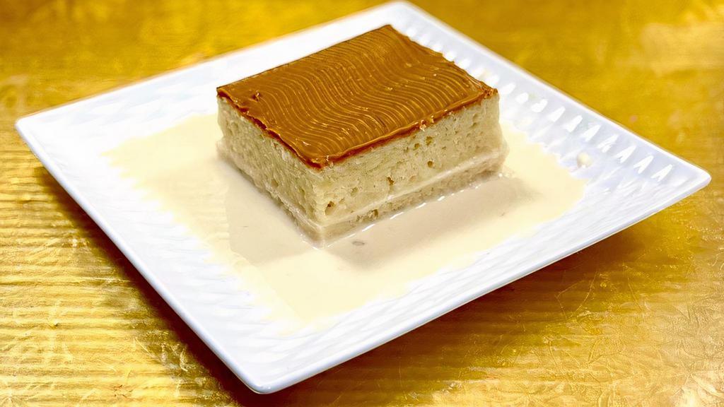 4 Leches · Our own Sponge Cake wonderfully balances with Condensed Milk, Evaporated Milk, Whole Milk, Topped with our Finest Caramel. 4 oz.