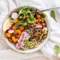 Quinoa Bowl · Hearty and healthy base of quinoa with your choice of vegetable toppings.