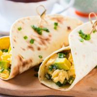 Veggie Organic Egg Whites Wrap · Egg whites wrapped with mixed peppers, onion, spinach, and mushrooms.