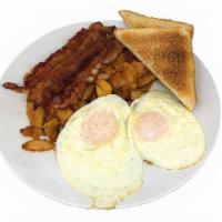 Egg Platter · Two eggs, Home fries with toasts.