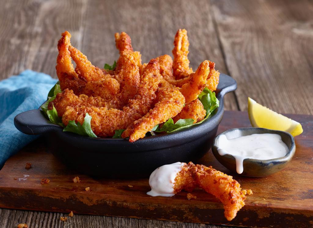 Bangin’ Shrimp · You choose - classic or spicy. Either way, you can’t go wrong with our crispy shrimp. Served with housemade ranch. 550-900 cal.