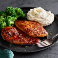Hickory Bourbon Chicken · We recommend these flavorful favorites any day. Tender grilled chicken breasts topped with o...