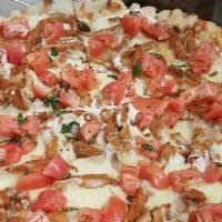 Ricotta Pizza · Round white pie, extra mozzarella cheese topped with whole milk ricotta, and grated Romano c...