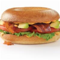 Avocado Blt Thin Sandwich · Most popular. Turkey bacon, lettuce, tomato, and creamy tomato spread. On thin wheat bagel. ...