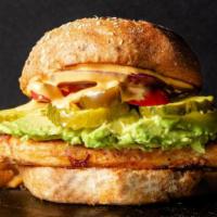 The Rio Bird Combo · Grilled all-natural chicken, avocado, sweet pickles, pickled jalapenos, organic red onion, h...