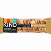 Kind, Nuts & Spices Bar, Caramel Almond · INGREDIENTS: ALMONDS, CHICORY ROOT FIBER, HONEY, PALM KERNEL OIL, SUGAR, NON GMO GLUCOSE, CR...