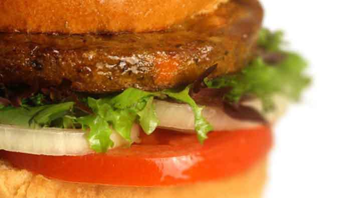 Veggie Burger · A variety of vegetables served with fresh lettuce, tomato, pickles, grilled onion and Happy mayo.