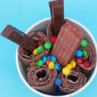 Double Chocolate · Base; chocolate mix-in; chocolate flakes topping; kit-kat crisp wafers, chocolate cream wafe...