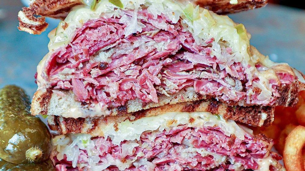 Corned Beef Reuben Sandwich · Made with sauerkraut russian dressing and swiss cheese on a choice of rye bread.