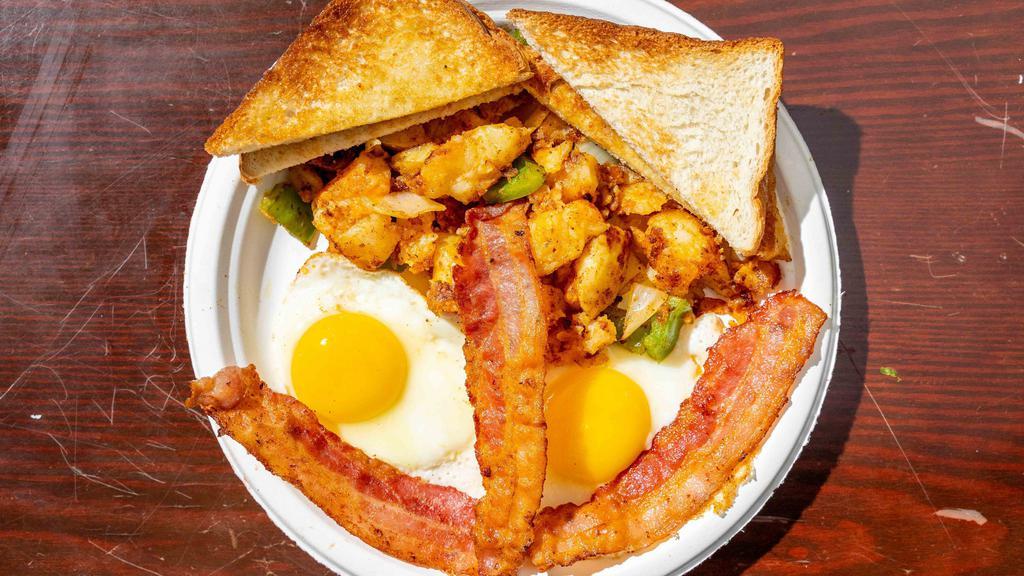 Breakfast Platter · Eggs any style with homefries or French fries & toast.