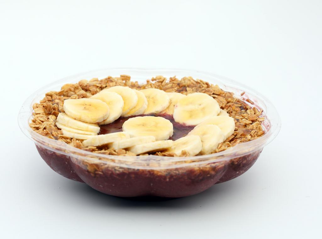 Ave · Blended acai topped with banana, granola and honey.