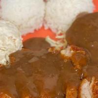 Two Choice Combination Plate · Choice of 2 Meats, Salad, Rice